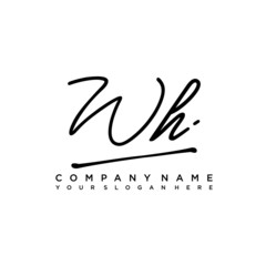 WH initials signature logo. Handwriting logo vector templates. Hand drawn Calligraphy lettering Vector illustration.