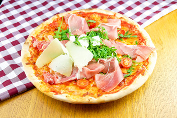 Pizza on a restaurant table