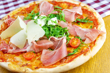 Pizza on a restaurant table