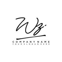 WZ initials signature logo. Handwriting logo vector templates. Hand drawn Calligraphy lettering Vector illustration.