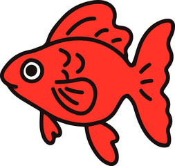 Outlined simple and cute goldfish