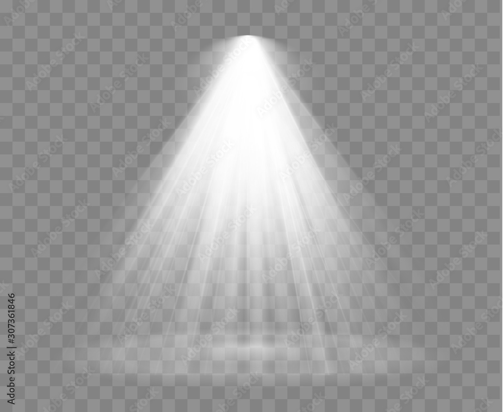 Poster spotlight isolated on transparent background. vector sunlight with rays and beams. vector glowing li