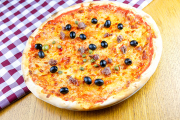 Pizza on a restaurant table