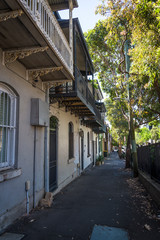 Fototapeta na wymiar Forbes Street in the inner city suburb of Darlinghurst, Sydney, Australia