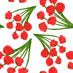 red berries rowan seamless pattern