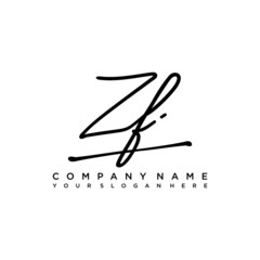 ZF initials signature logo. Handwriting logo vector templates. Hand drawn Calligraphy lettering Vector illustration.