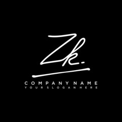 ZK initials signature logo. Handwriting logo vector templates. Hand drawn Calligraphy lettering Vector illustration.