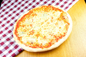 Pizza on a restaurant table