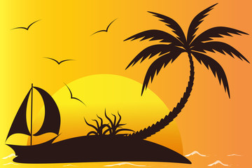 My island. Magical sunset, captures everyone who is resting here. Palma, sun and water creates a romantic picture