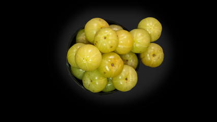 Amla fruit with Black background Isolated