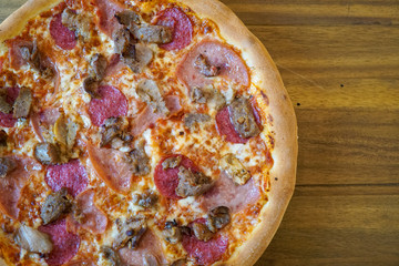 Pizza on a restaurant table
