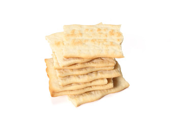 heap of bread cracker isolated on white background with copy space for your text