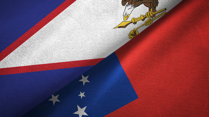 American Samoa and Samoa two flags textile cloth, fabric texture