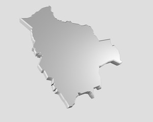 3d illustration of map of bolivia