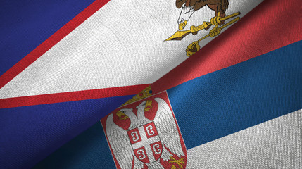 American Samoa and Serbia two flags textile cloth, fabric texture