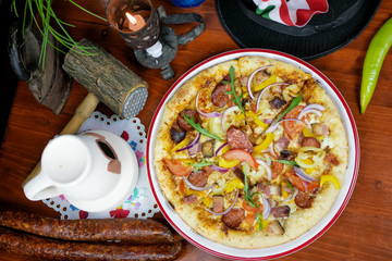 Pizza on a restaurant table