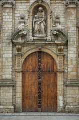 Fototapeta na wymiar Door of medieval catholic church in Belgium