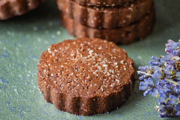 Chocolate shortbread cookies. Made by hands