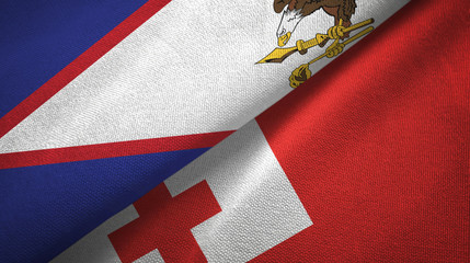 American Samoa and Tonga two flags textile cloth, fabric texture