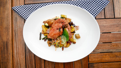 Pork dish on a restaurant table