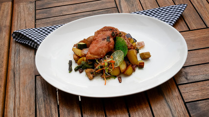 Pork dish on a restaurant table
