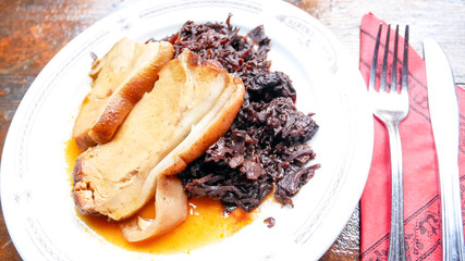 Pork dish on a restaurant table