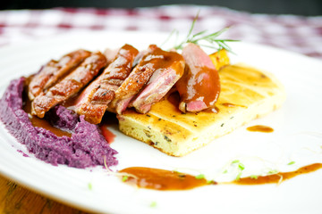 Pork dish on a restaurant table