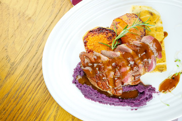 Pork dish on a restaurant table