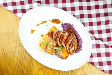 Pork dish on a restaurant table