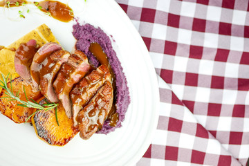 Pork dish on a restaurant table