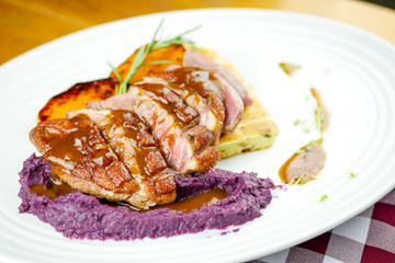 Pork dish on a restaurant table