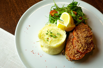 Pork dish on a restaurant table