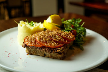 Pork dish on a restaurant table