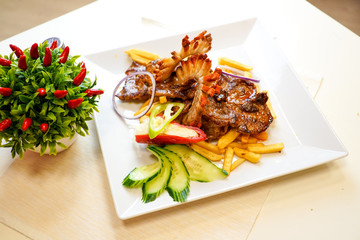 Pork dish on a restaurant table