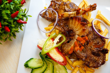 Pork dish on a restaurant table