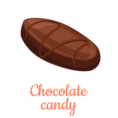 Chocolate candy cartoon illustration, isolated chocolate sweet dessert icon.