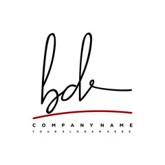 BD signature initials. Handwritten logo vector template with red underline. Illustration of hand drawn calligraphy Illustration.