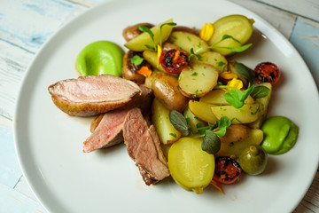Pork dish on a restaurant table