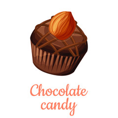 Chocolate candy cartoon illustration, isolated chocolate sweet dessert icon.