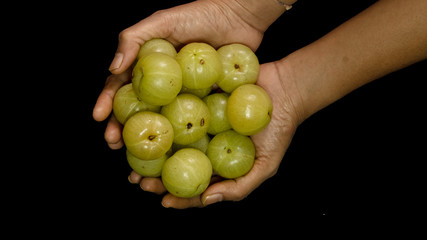 gooseberry fruit with isolated black background