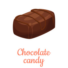 Chocolate candy cartoon illustration, isolated chocolate sweet dessert icon.