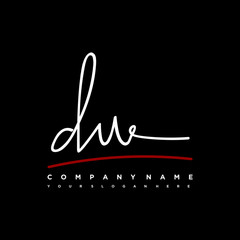 DU signature initials. Handwritten logo vector template with red underline. Illustration of hand drawn calligraphy Illustration.
