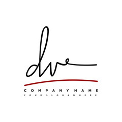 DV signature initials. Handwritten logo vector template with red underline. Illustration of hand drawn calligraphy Illustration.