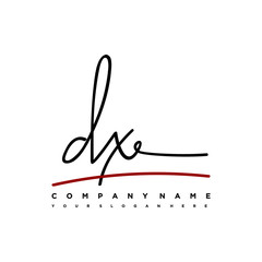 DX signature initials. Handwritten logo vector template with red underline. Illustration of hand drawn calligraphy Illustration.