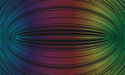 Rainbow ovals on a black background. Abstract painting. Vector illustration.