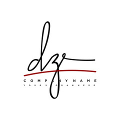 Fototapeta premium DZ signature initials. Handwritten logo vector template with red underline. Illustration of hand drawn calligraphy Illustration.