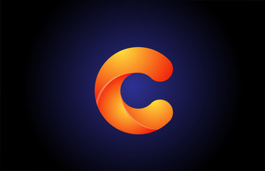orange blue gradient logo c alphabet letter design icon for company