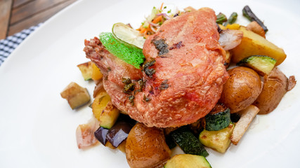 Pork dish on a restaurant table