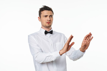 young man pointing at something interesting