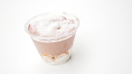 Pudding on a restaurant table